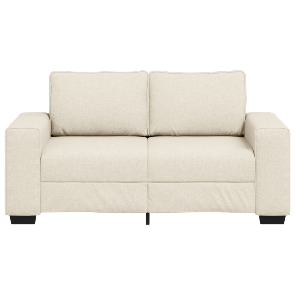 Sofá Loveseat  Beige Tela y Madera Mediano Fundas