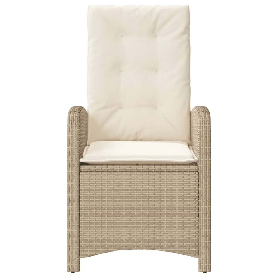 Sillones reclinables de jardín con cojines beige 2 uds ratán