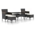 Set comedor jardín 5 pzas ratán sintético vidrio templado