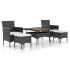 Set comedor jardín 5 pzas ratán sintético y madera acacia