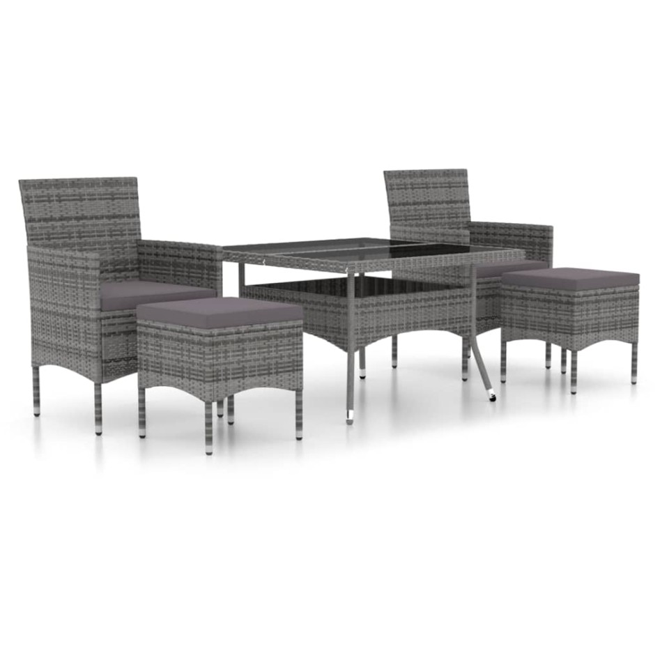 Set comedor jardín 5 pzas ratán sintético vidrio templado