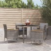 Set comedor de jardín 5 piezas con cojines ratán sintético gris