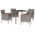 Set comedor de jardín 5 piezas con cojines ratán sintético