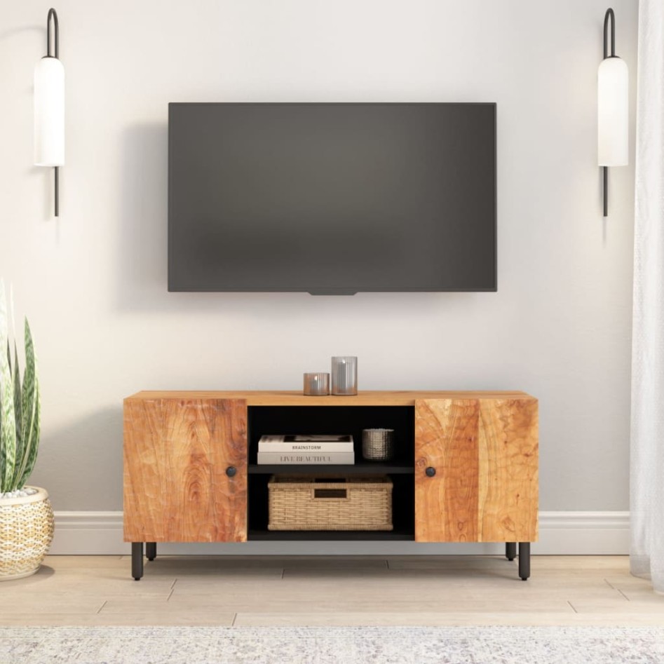 Mueble de TV madera maciza de acacia 105x33x46