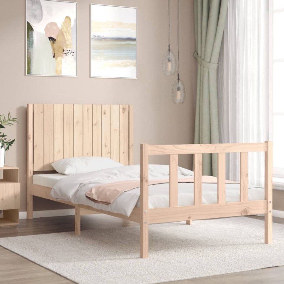 Estructura de cama sin colchón madera maciza de pino 100x200