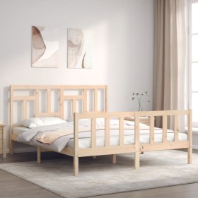 Estructura de cama sin colchón madera maciza de pino 160x200