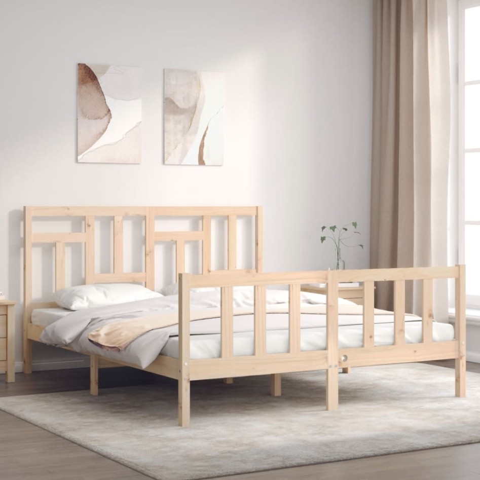 Estructura de cama sin colchón madera maciza de pino 160x200