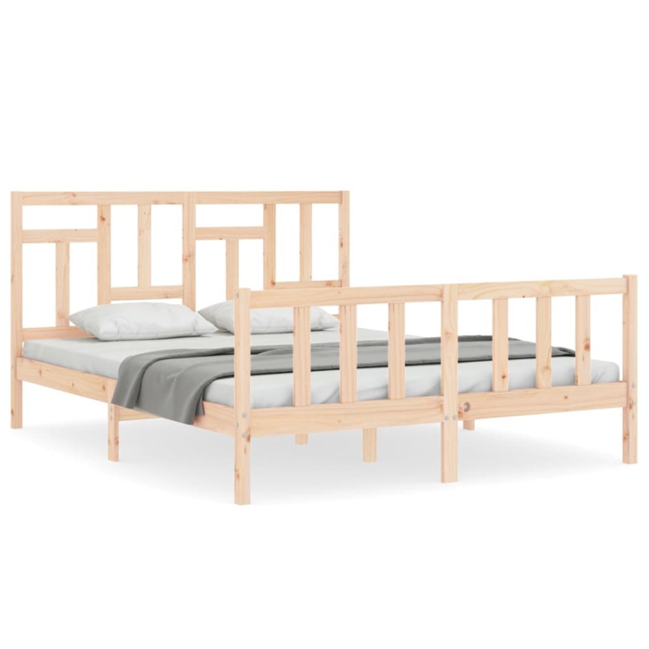 Estructura de cama sin colchón madera maciza de pino 160x200