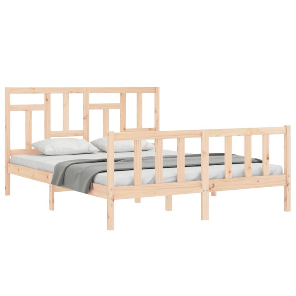 Estructura de cama sin colchón madera maciza de pino 160x200