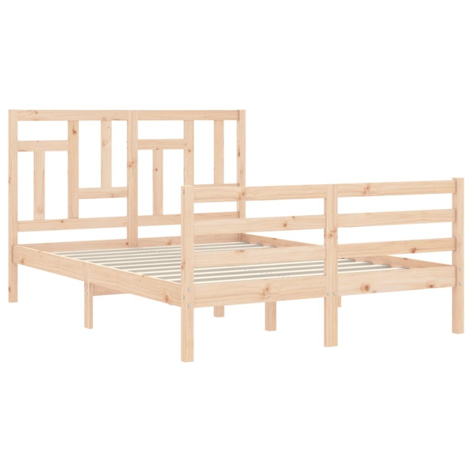 Estructura de cama con cabecero madera maciza 140x190