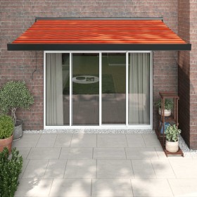 Toldo retráctil aluminio y tela naranja y marrón 3x2,5