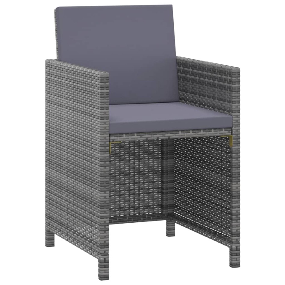 Set comedor para jardín 3 pzas y cojines ratán sintético