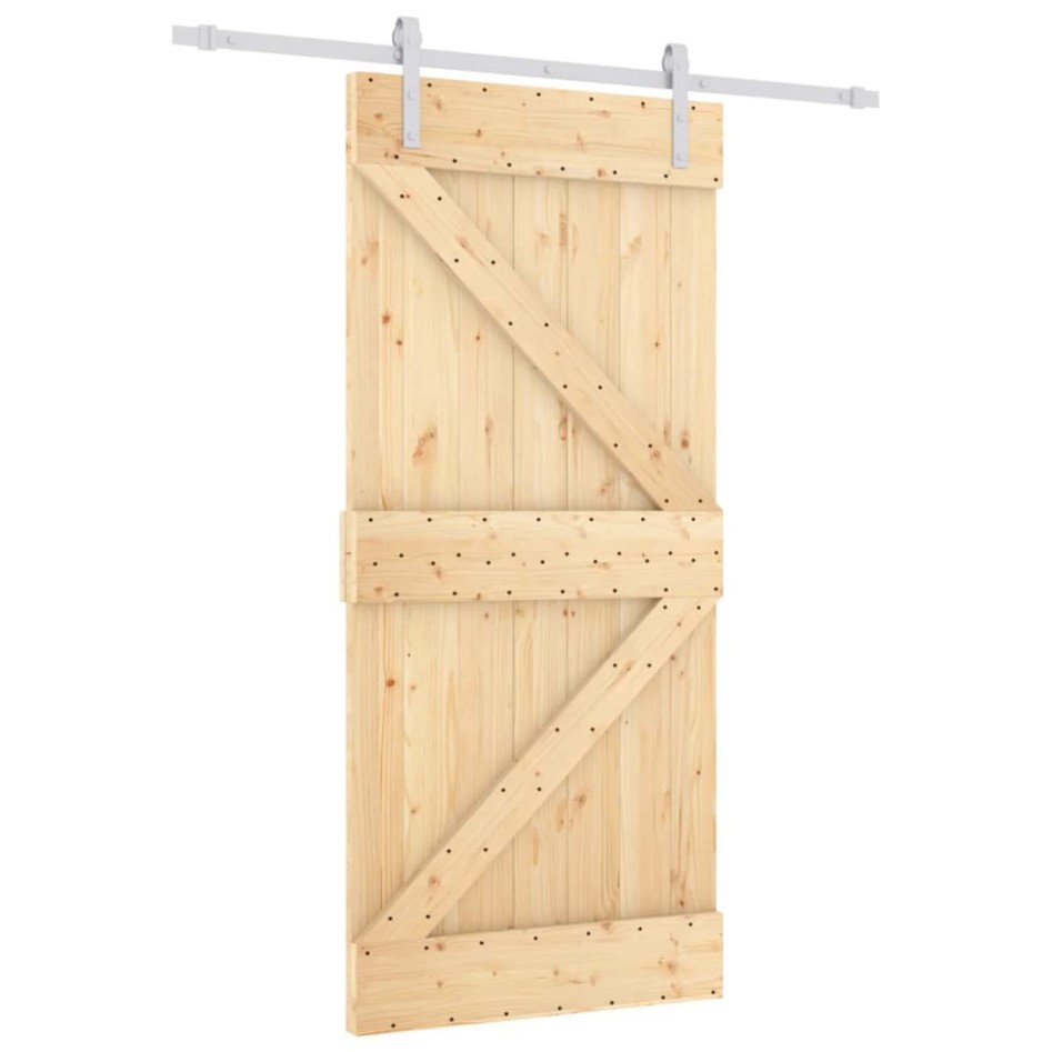 Puerta corredera con herrajes madera maciza de pino 90x210