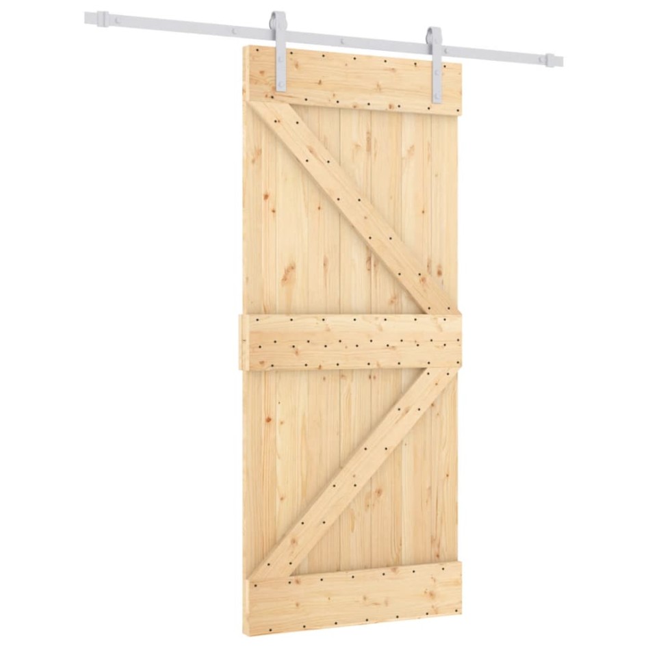 Puerta corredera con herrajes madera maciza de pino 90x210