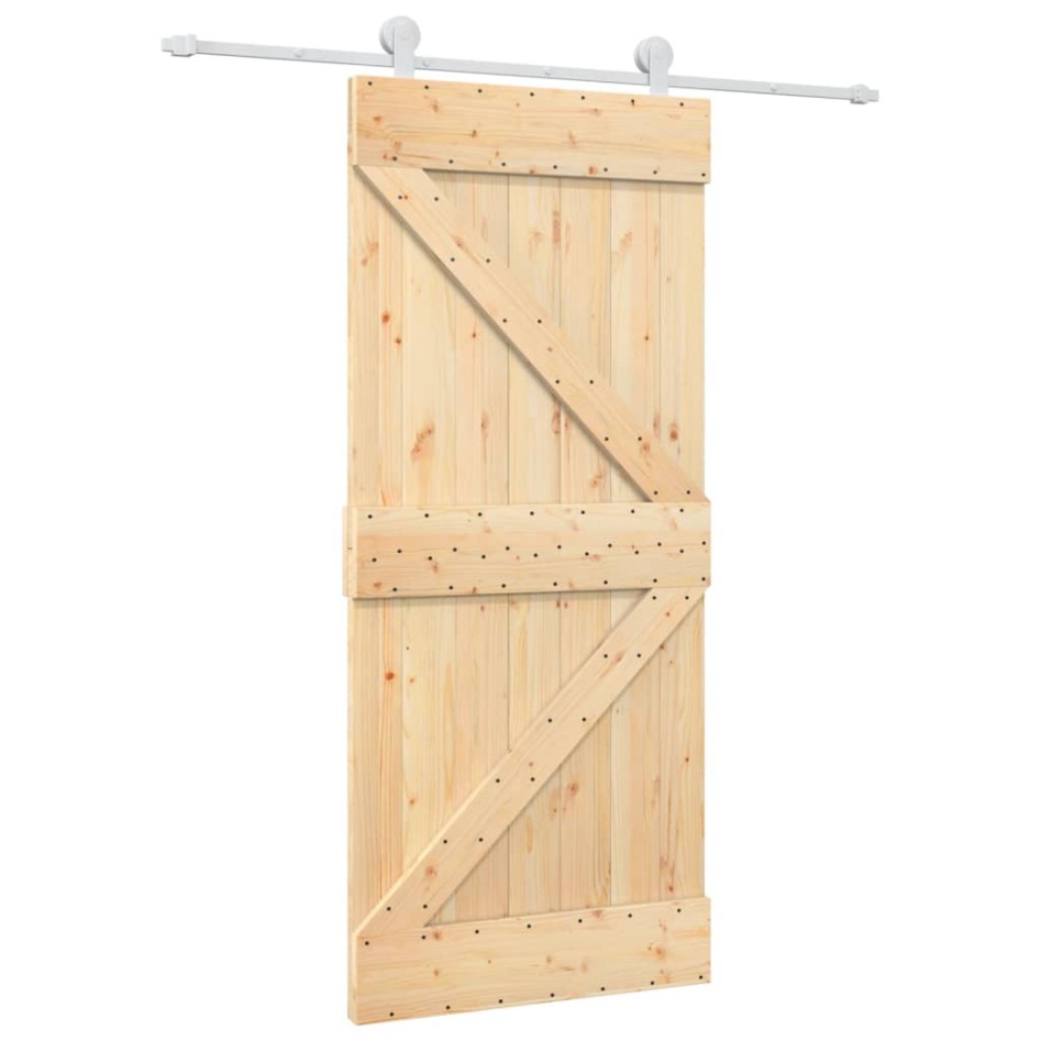 Puerta corredera con herrajes madera maciza de pino 90x210
