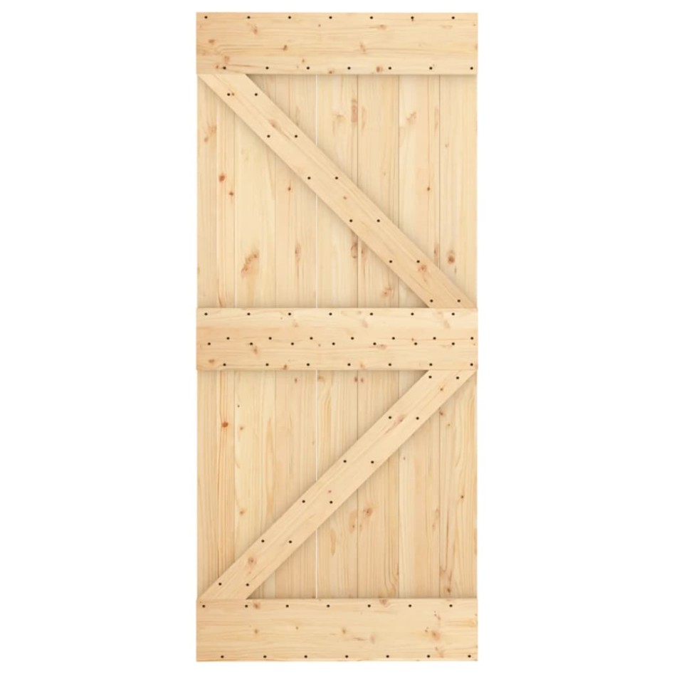 Puerta corredera con herrajes madera maciza de pino 90x210