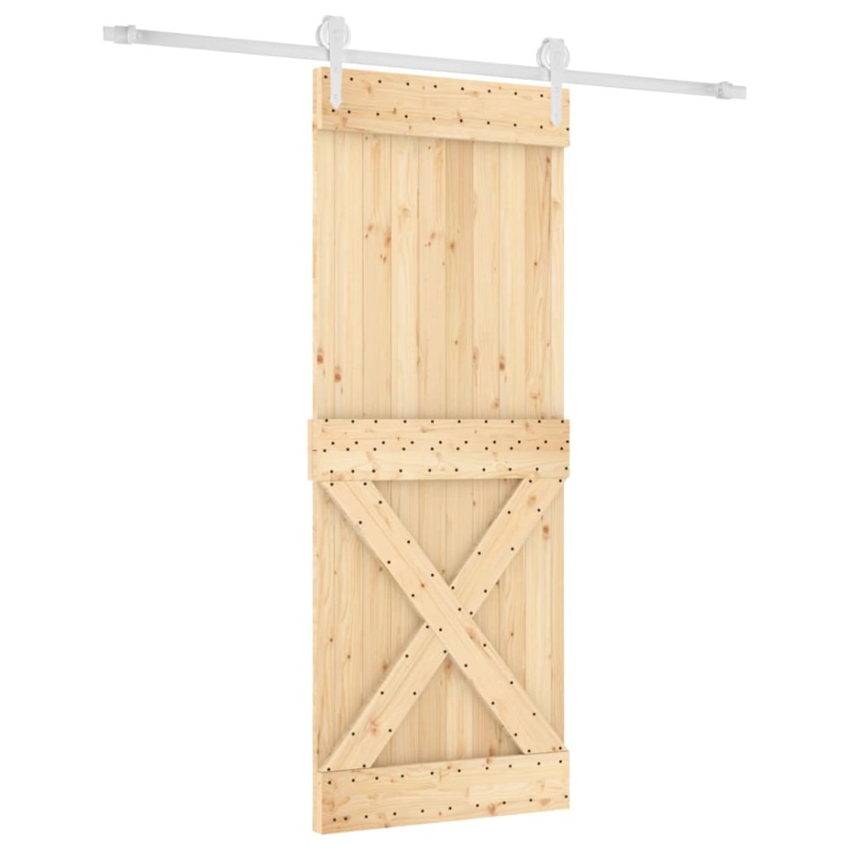 Puerta corredera con herrajes madera maciza de pino 90x210