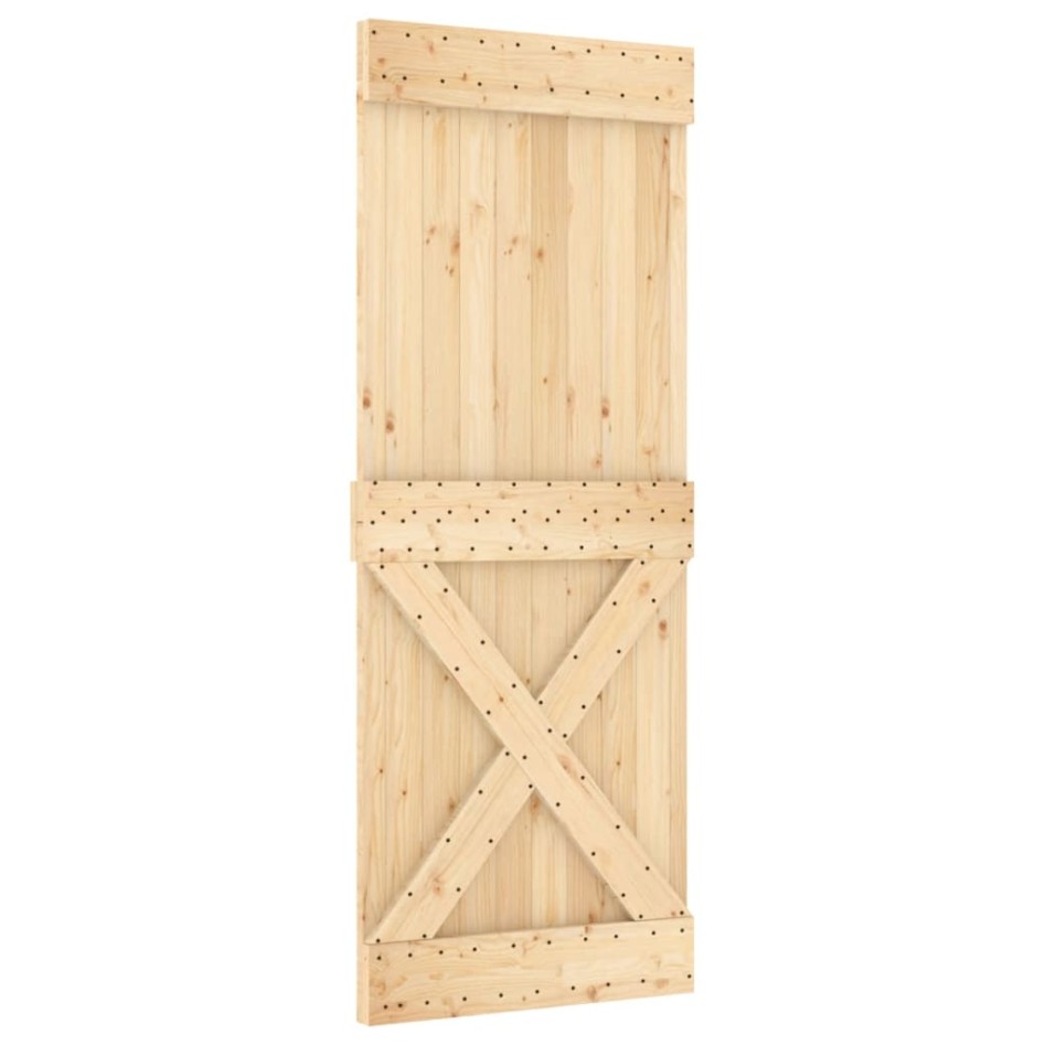 Puerta corredera con herrajes madera maciza de pino 90x210