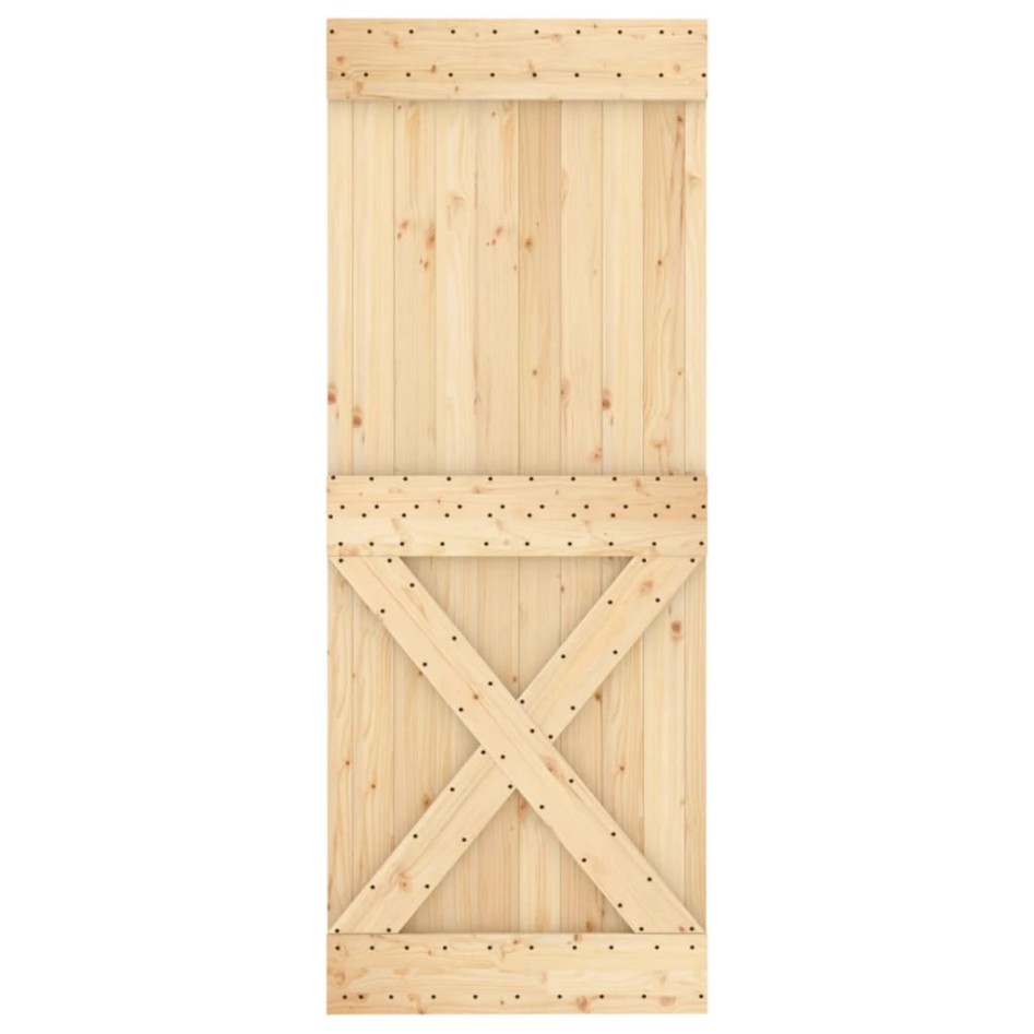Puerta corredera con herrajes madera maciza de pino 90x210
