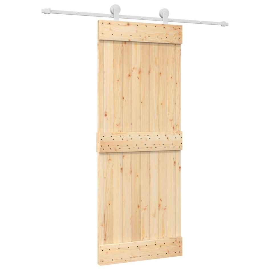 Puerta corredera con herrajes madera maciza de pino 80x210