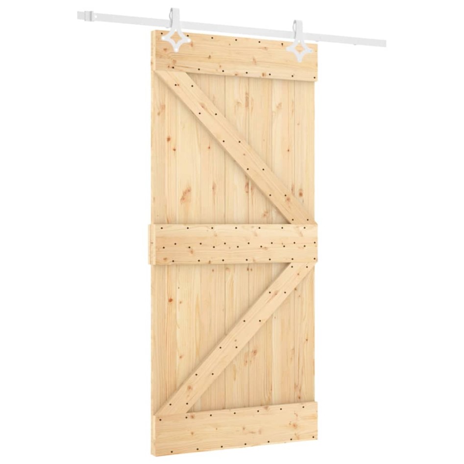 Puerta corredera con herrajes madera maciza de pino 90x210
