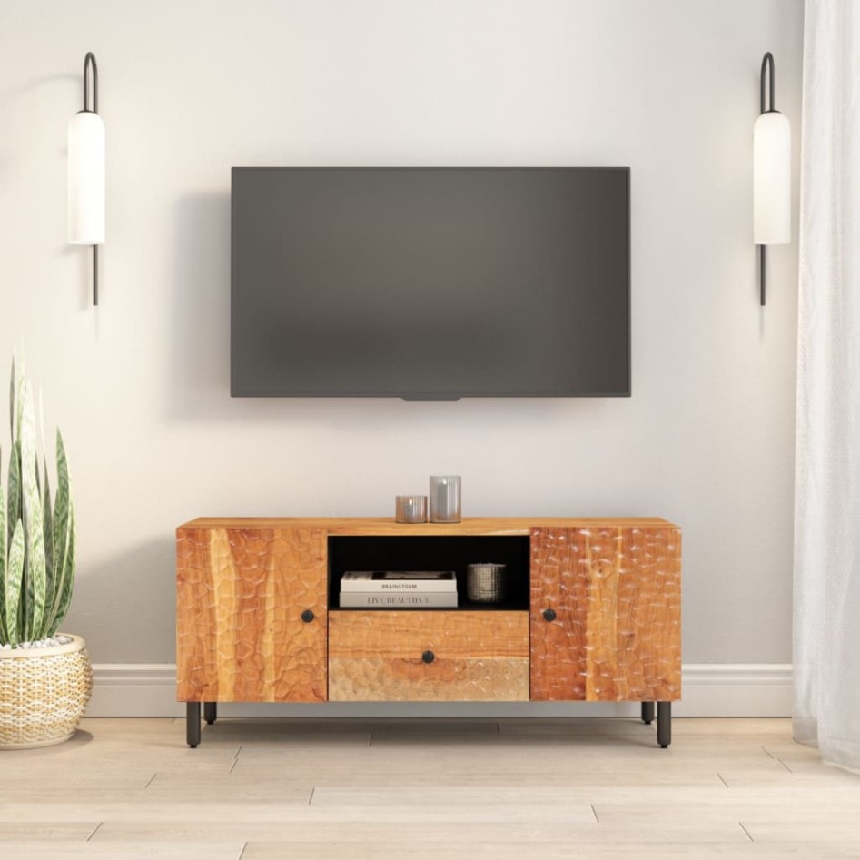 Mueble de TV madera maciza de acacia 105x33x46
