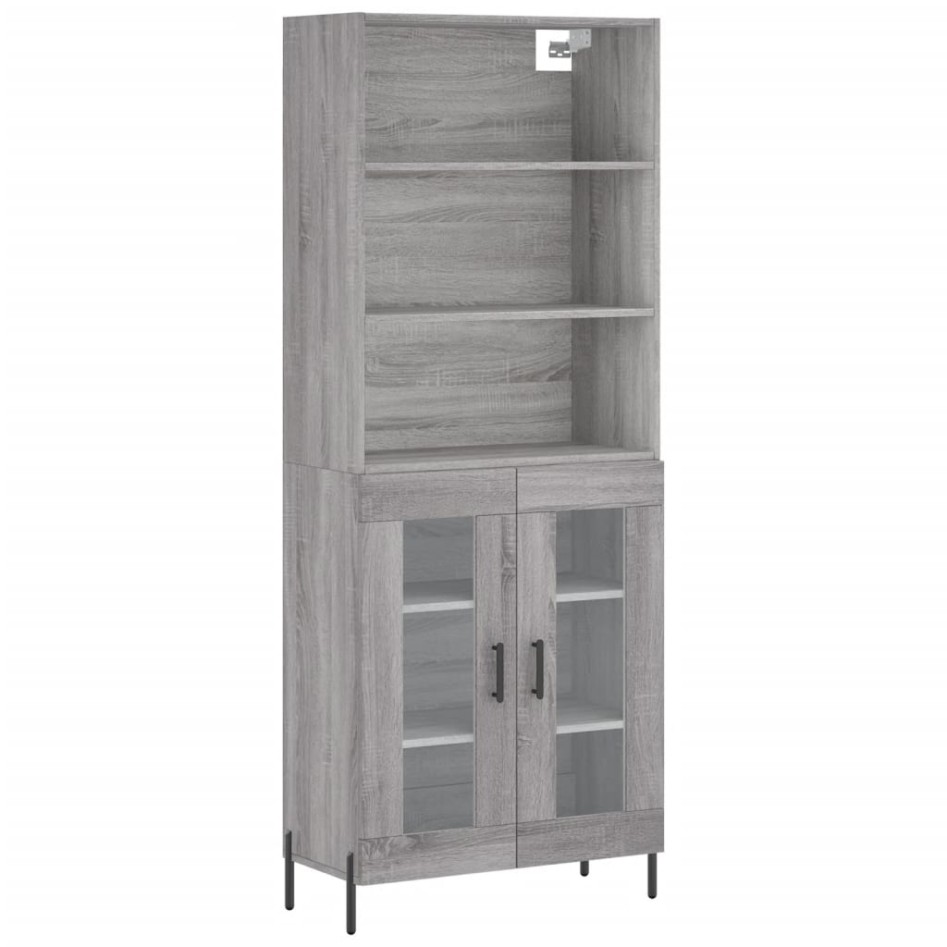 Aparador alto madera contrachapada gris sonoma 69,5x34x180
