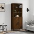 Aparador alto madera contrachapada marrón roble 69,5x34x180