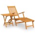 Silla de jardín con reposapiés y mesita madera maciza de