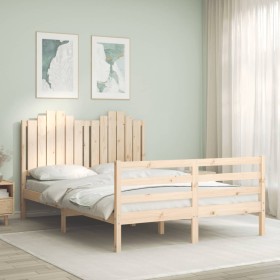 Estructura de cama con cabecero madera maciza 140x200