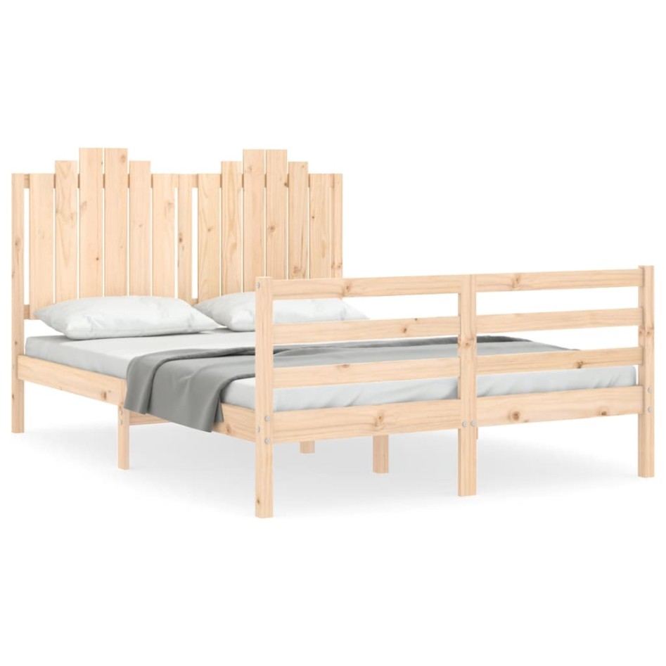 Estructura de cama con cabecero madera maciza 140x200
