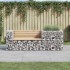 Banco de jardín con cesta de gaviones madera maciza de