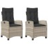Sillones reclinables de jardín con cojines gris 2 uds ratán