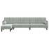 Sofá cama en forma de L terciopelo gris claro 260x140x70