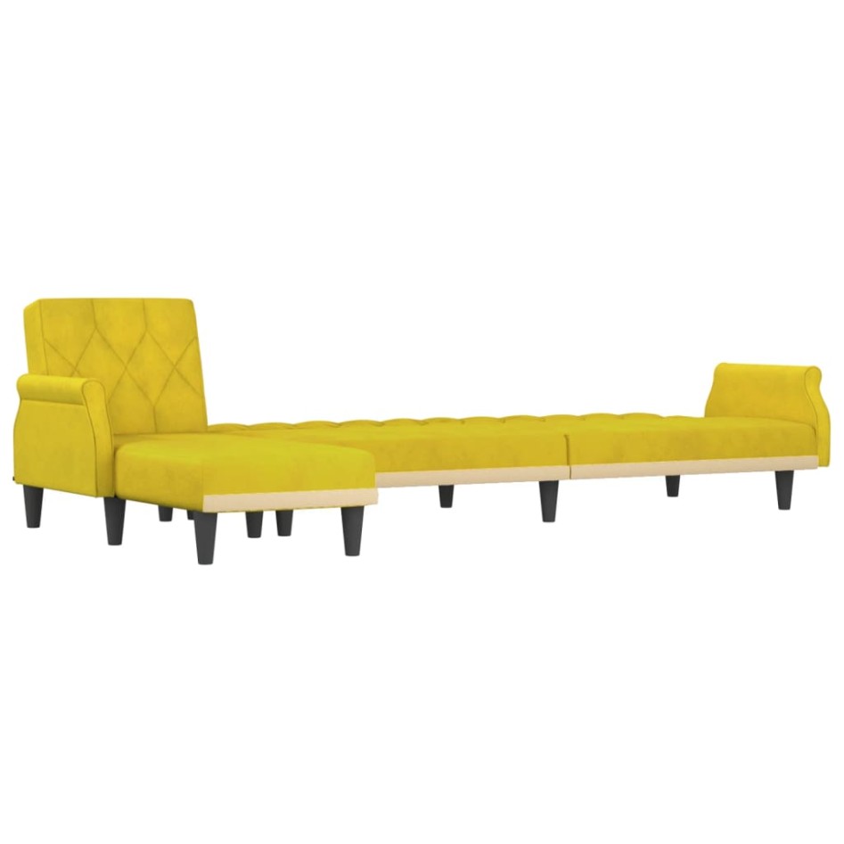 Sofá cama en forma de L terciopelo amarillo 271x140x70