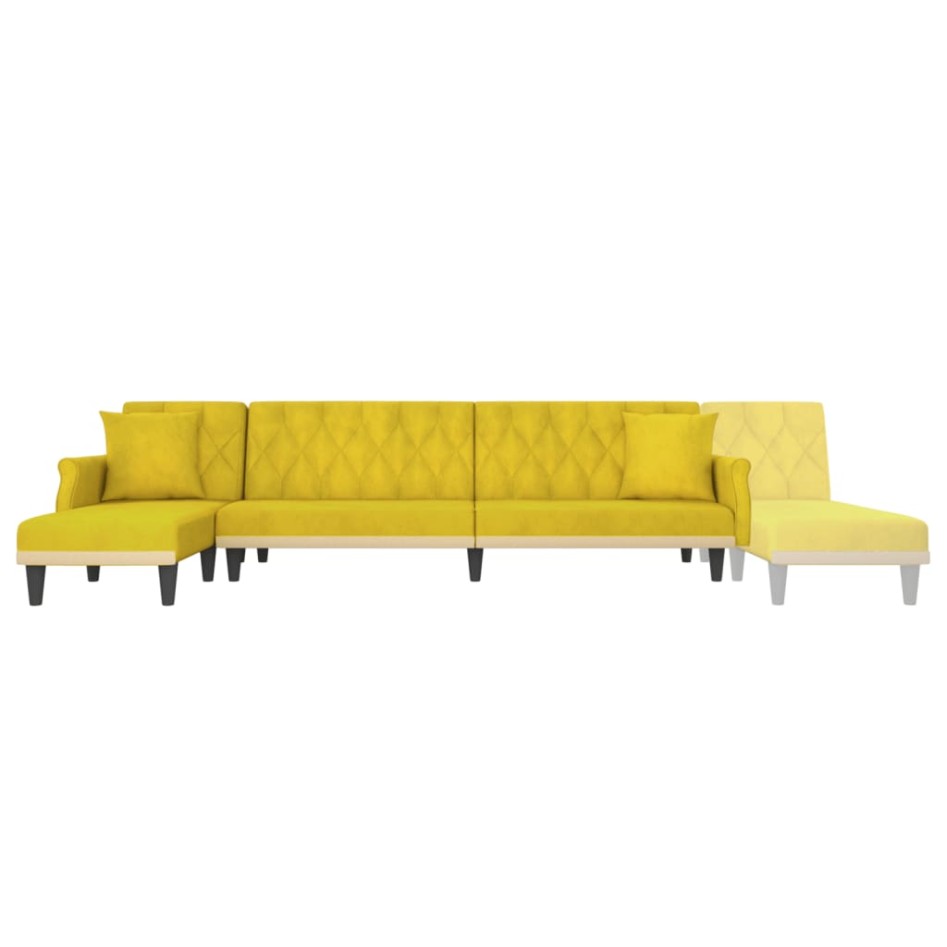 Sofá cama en forma de L terciopelo amarillo 271x140x70