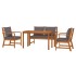 Juego comedor de jardín 4 pzas con cojines madera maciza