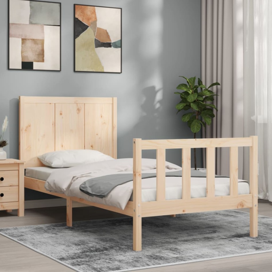 Estructura de cama sin colchón madera maciza de pino 100x200