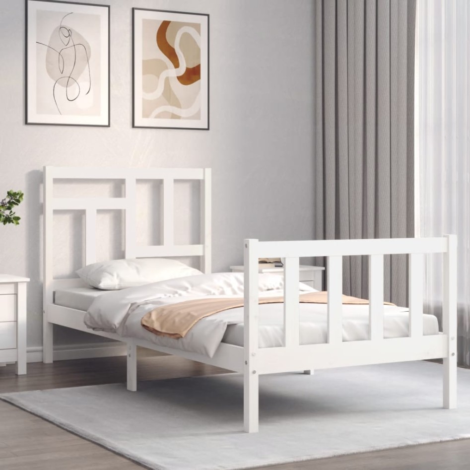 Estructura de cama con cabecero madera maciza