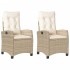 Sillones reclinables de jardín con cojines beige 2 uds ratán