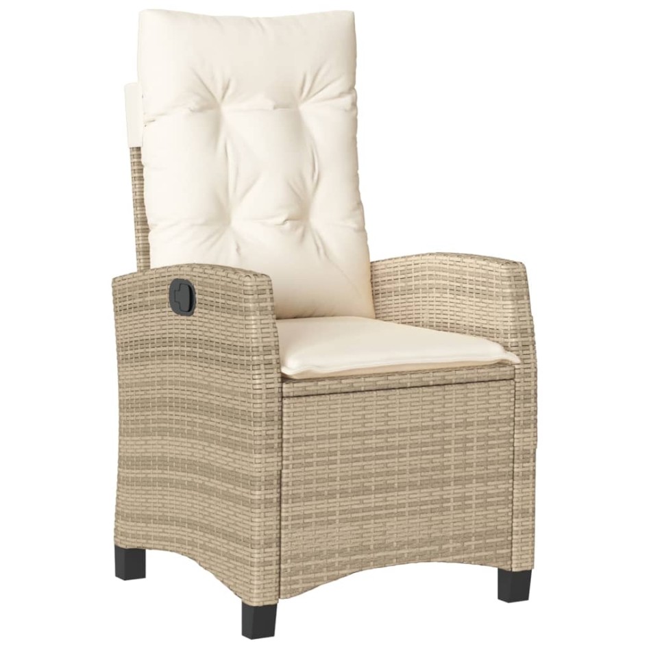 Sillones reclinables de jardín con cojines beige 2 uds ratán