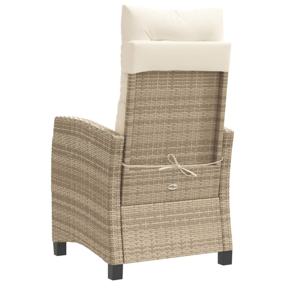 Sillones reclinables de jardín con cojines beige 2 uds ratán