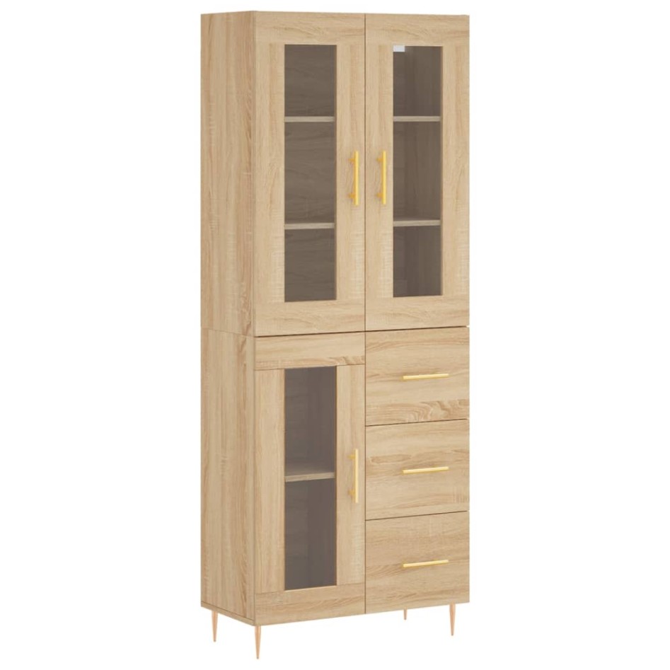 Aparador alto madera contrachapada color roble 69,5x34x180