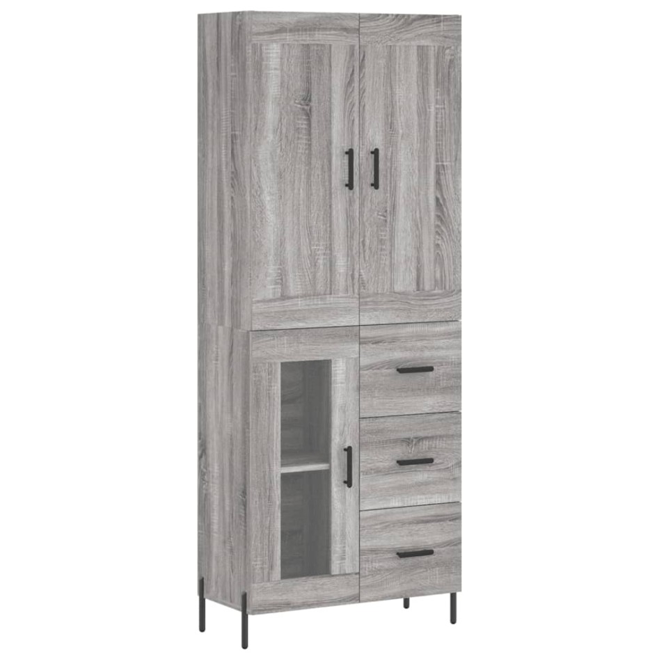 Aparador alto madera contrachapada gris sonoma 69,5x34x180