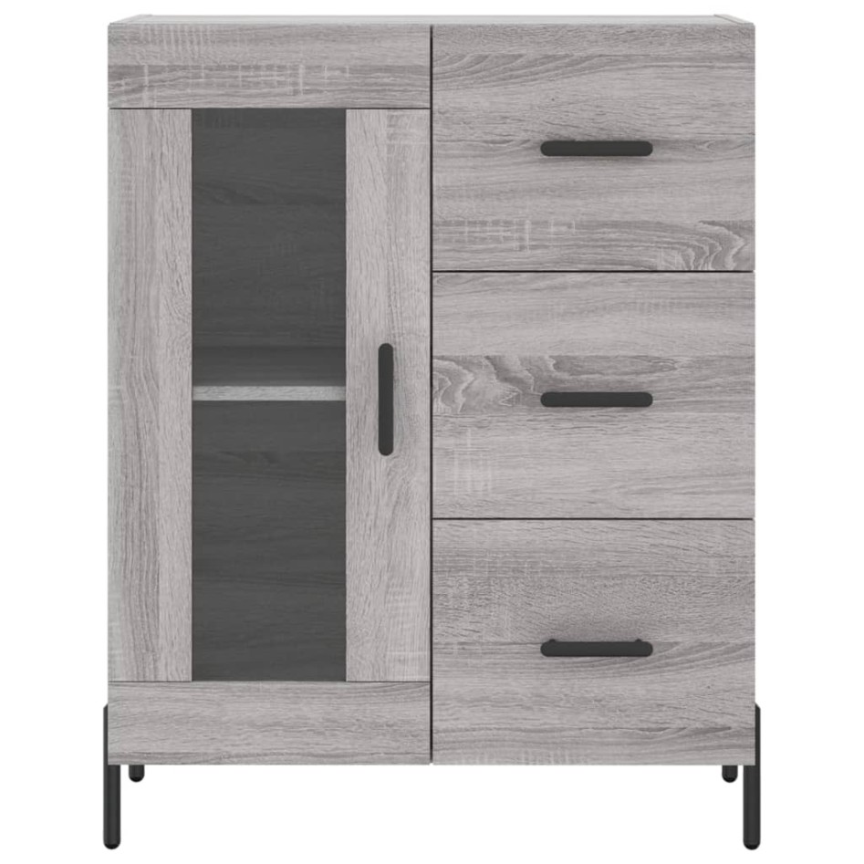 Aparador alto madera contrachapada gris sonoma 69,5x34x180