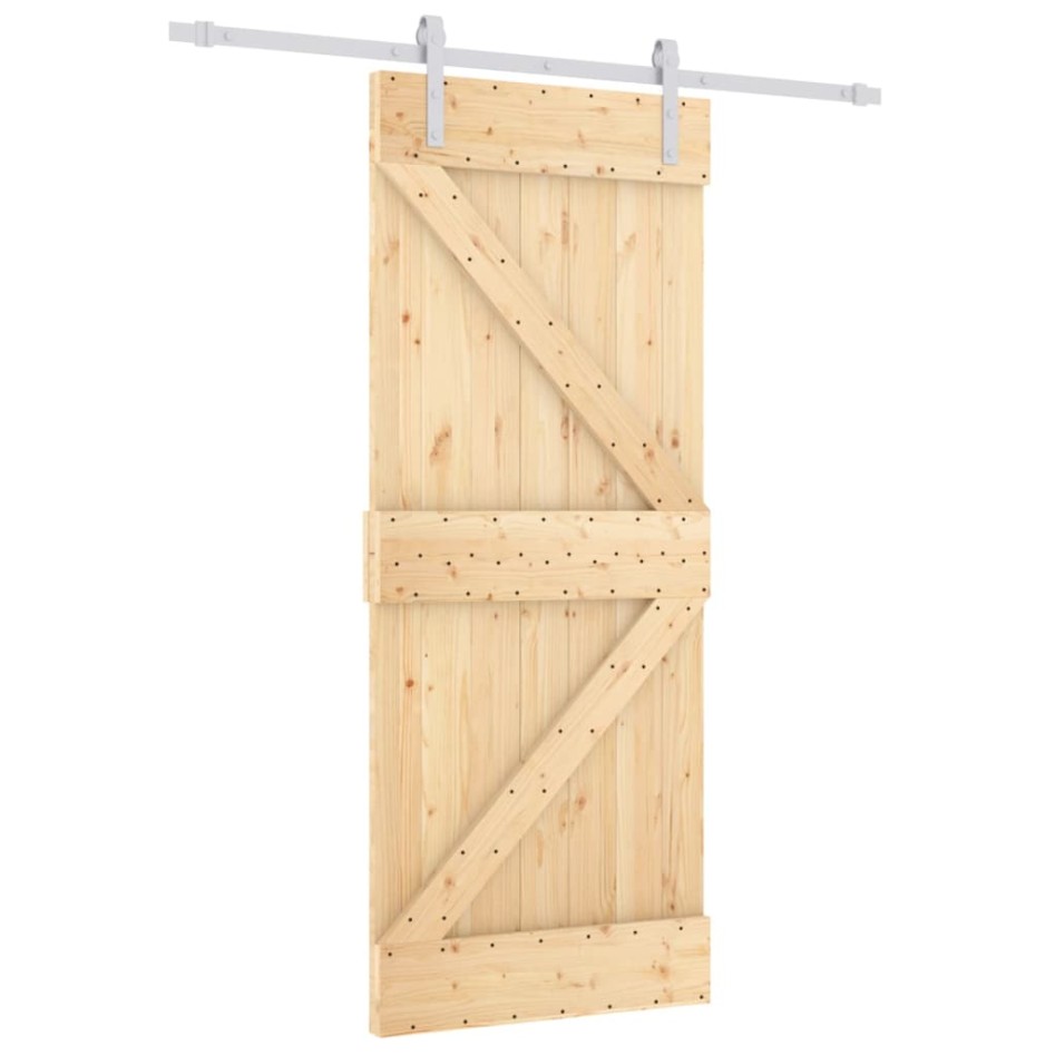 Puerta corredera con herrajes madera maciza de pino 85x210