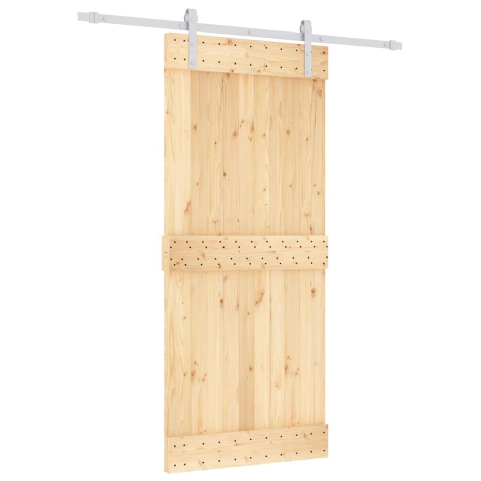 Puerta corredera con herrajes madera maciza de pino 90x210