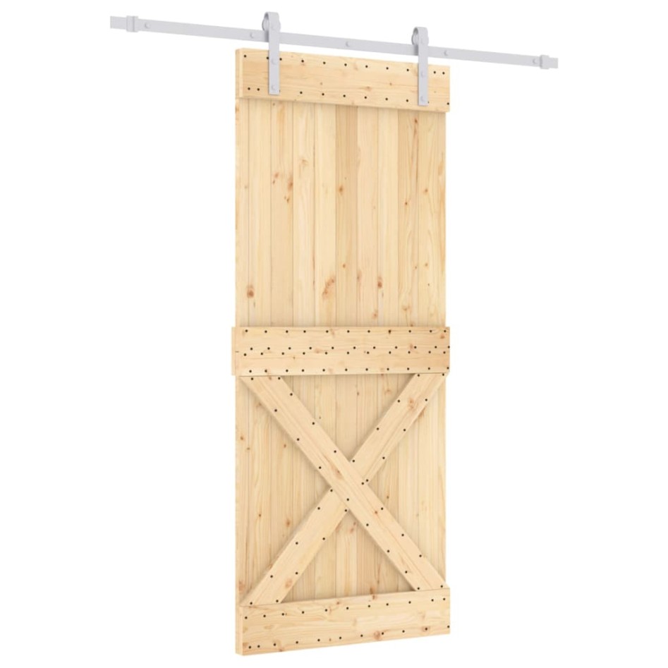 Puerta corredera con herrajes madera maciza de pino 85x210