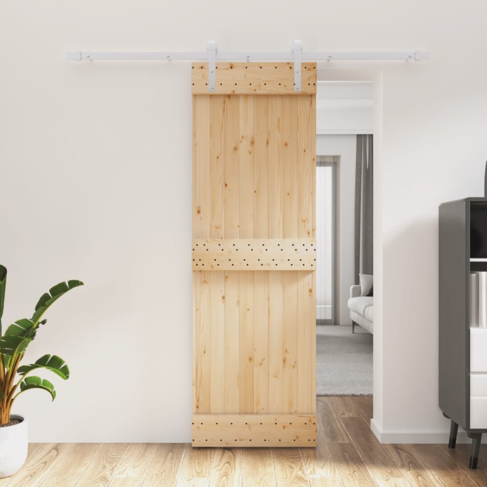 Puerta corredera con herrajes madera maciza de pino 70x210