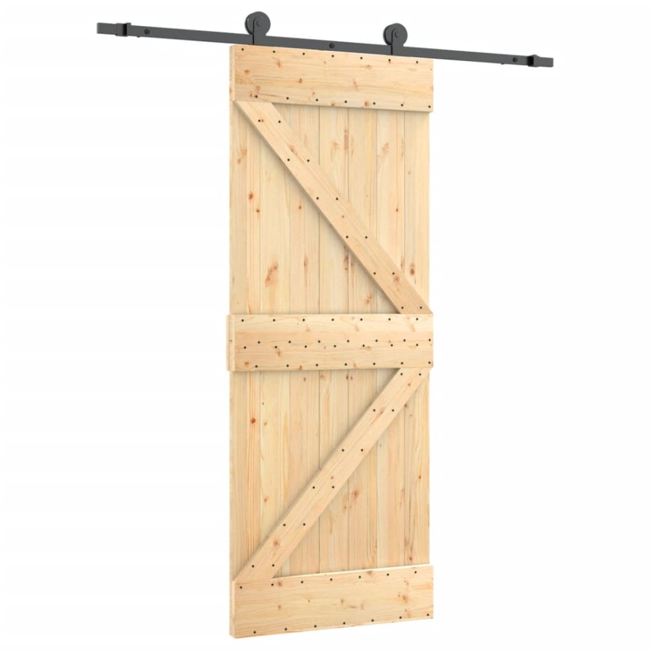 Puerta corredera con herrajes madera maciza de pino 85x210